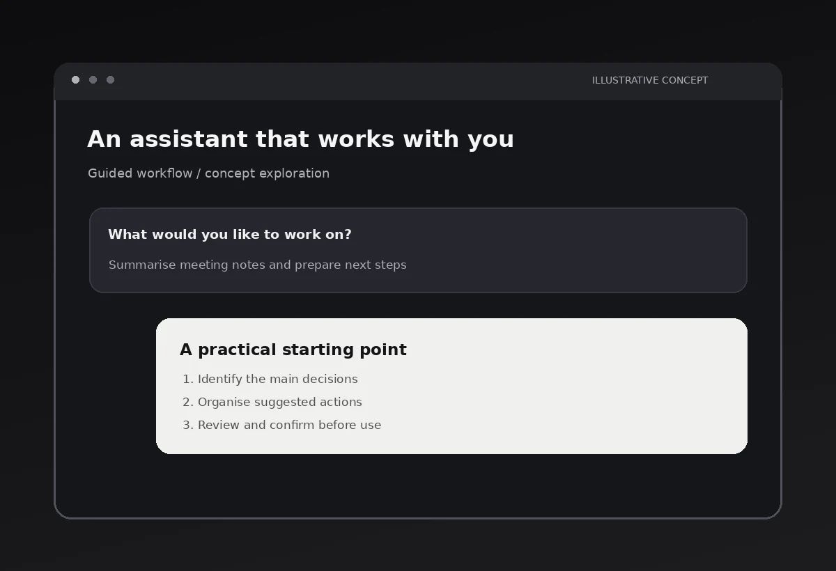 Illustrative AI assistant conversation interface